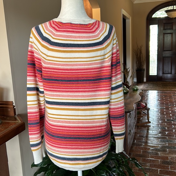 L.L. Bean Textured Cotton Sweater, Long-Sleeve Stripe szM - Picture 8 of 15